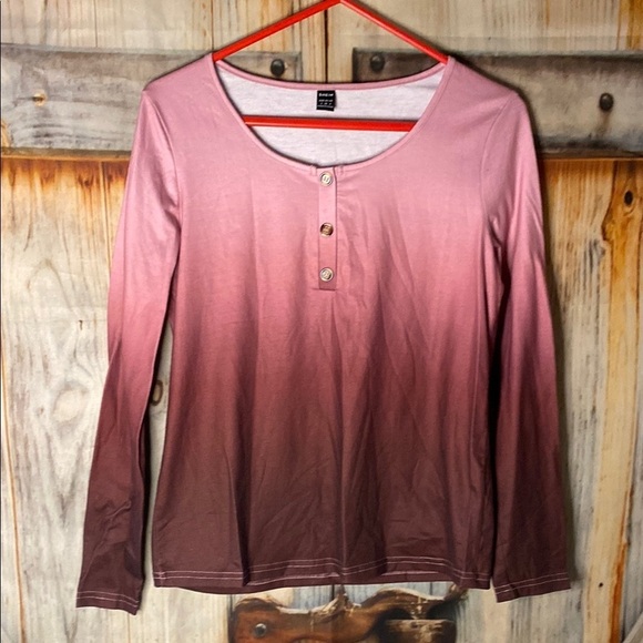Shein NWOT Gradient Pink Long Sleeve Top - Picture 1 of 3